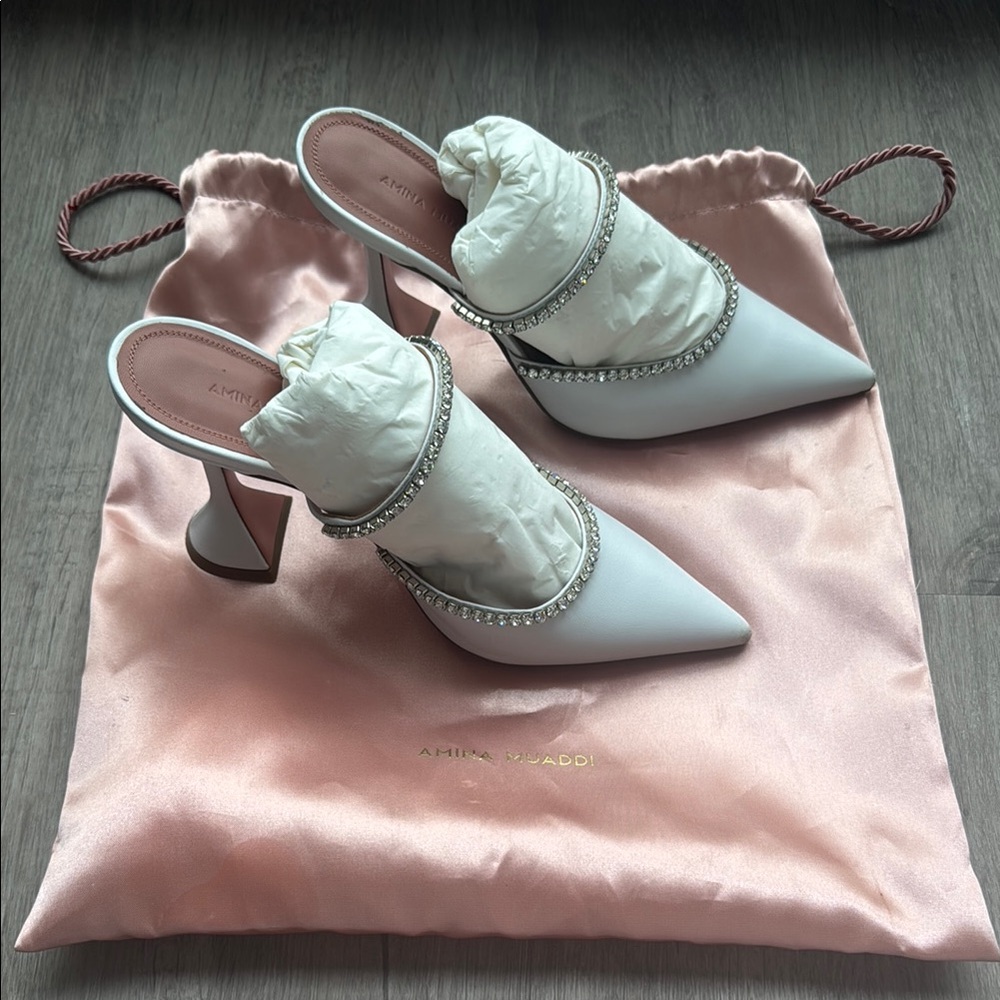 Amina Muaddi Gilda embellished leather mules - Picture 2 of 7